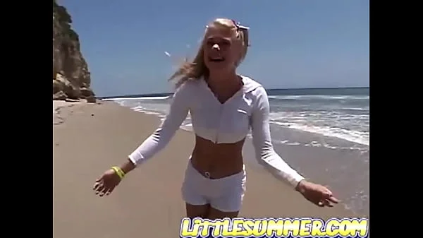 Teen lesbo fingered on the beach - Little Summer