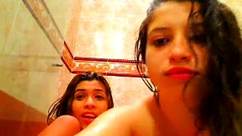 Big-Tit Lesbian Webcam Shower