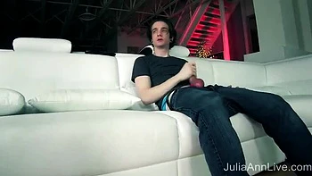 Julia Ann Teases Boy Toy's Cock - Big Tits MILF Blowjob & Handjob