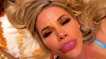 Huge boobs MILF giving blowjob POV