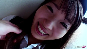 Curvy Japanese Teen with Big natural Tits get First Time Creampie by older Guy at Uncensored Full POV Sex