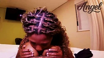 Desu Angel Big B Mega Tits Blowjob - Big Natural Tits Brazilian MILF Makes Him Cum Hard