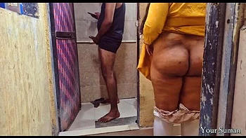 Indian Stepsister Catches Stepbrother in Bathroom with Huge Cock - Desi Sex with Myra