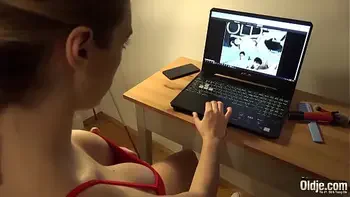 Girlfriend with big boobs rides grandpa cock she gets fucked hard and takes large cumshot