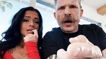 Gorgeous missionary pose fuck with a busty brunette Ryan Reid