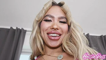 Petite Asian Coed Takes A BIG One featuring Luna Luxe with Brickzilla by Hussie Pass: Porn