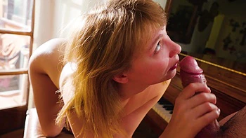 Ginger Grey gets her pierced nipples touched by a huge dick