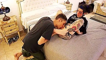 Inked Goth Girl Fucked And Creampied By Her Friend In Cowgirl Pose