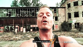 Rough German fuck with big cock outside