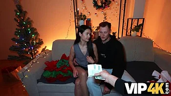 Brunette Picked for Xmas Fuck, Santa’s Cumshot Gift