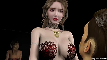 3D Süße in heißer Wäsche reitet dicken Schwanz