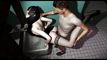 3D танцовщица в белье трахнута в ванной