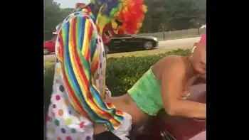 Gibby The Clown fucks Jasamine Banks outside in broad daylight