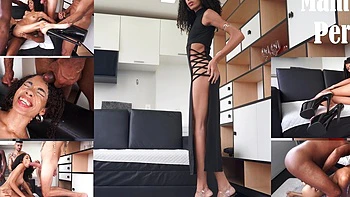 Japonaise-brésilienne de 1,90m en gangbang avec double pénétration anale