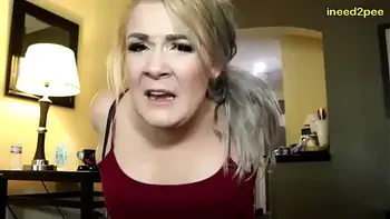 more girls that need to pee full bladders and wetting her tight jeans 2022