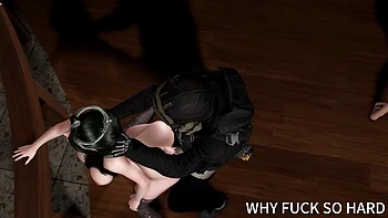 Modelo cosplay 3D desnuda follada en público