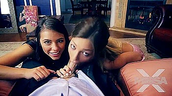 Padrastro sufre mientras folla a la joven teen morena