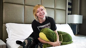 Petite Blonde Amateur Talks Dirty While Fucking Herself