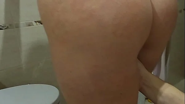 I caught my neighbor in the toilet, took off her panties and fucked