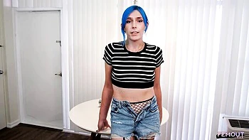 Tgirl Bunny Masturbates in Lingerie and Fishnets