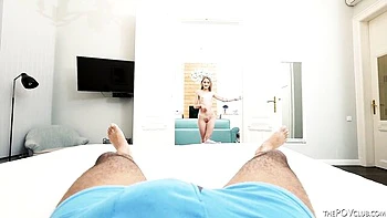 Snowbunny sucks big BBC in POV blowjob and handjob