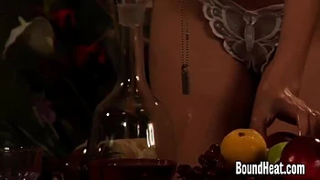 Big-Tit Femdom Mistress Dominates Slave with Strap-On