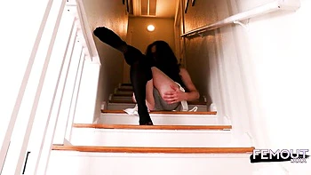 Trans brunette solo dildo anal fuck