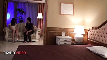 Mature Japanese milf fucked rough in threesome blowjob