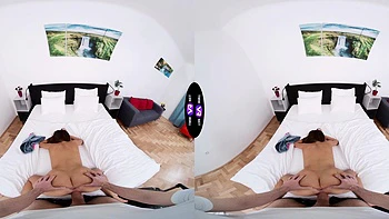 VR sex with hot brunette Claudia Colt riding from behind