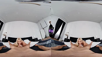 Blonde teen Jessie Ames rides huge cock in VR