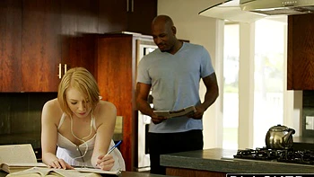 Tiny Texas blonde Trillium rides huge black cock