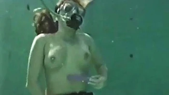 Milf with Big Tits Masturbates Solo with Dildo Underwater