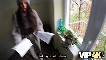 18yo Brunette Fucked by Debt Collector POV