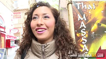 Petite Brunette Melody Gets Fucked Publicly with Fingering and BJ