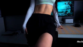 Slim Brunette Teen Milf Masturbates in Lingerie