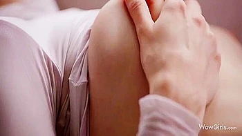 Skinny Brunette Jerks Off Solo on the Couch