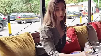 Remote control orgasm of my stepsister in Bar !