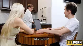 SISPORN. Slim belle copulates with her naughty stepbrother after dinner