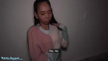 Public Agent - Asian babysitter with nice petite tits, full nipples and small ass goes all the way for extra money, sucking in public and letting her sweet tight shaved pussy get stretched to orgasm
