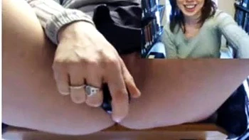 Library Babe Jerks Off Naked: Amateur Public Handjob