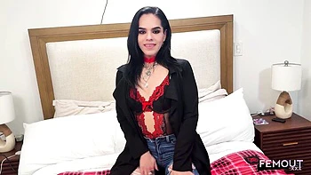 Brunette babe solo with dildo and anal toys