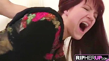 Redhead Lina’s Jeans Ripped for Rough Anal