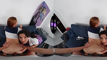College cuties in a steamy VR threesome