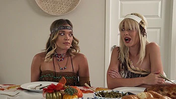 Two cute blondies, Katie Kush and Jessie Saint, share a hot cock in a steamy threesome.