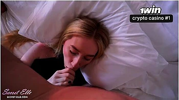 Stepsis After Party No Panties Pussy Exposed... Wakes Gagging On Stepbrothers Throbbing Cock!