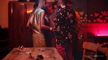 Stunning Bebe And Muriels Trippy 5 Cock Orgy Gangbang