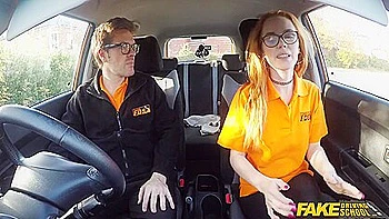 Fake Driving Instructor Fucks His Cute Ginger Teen 18+ Student 18+ In The Car And Gives Her A Creampie